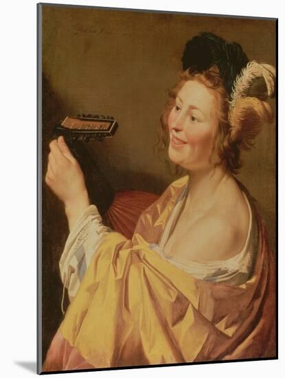 A Musician, 1624 (Oil on Canvas)-Gerrit van Honthorst-Mounted Giclee Print