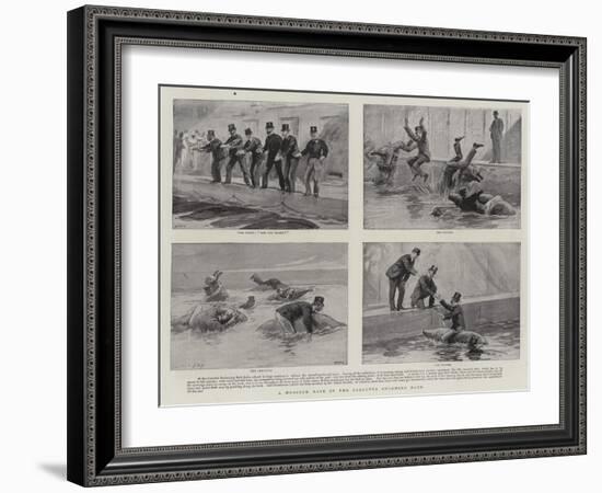 A Mussuck Race in the Calcutta Swimming Bath-Joseph Nash-Framed Giclee Print