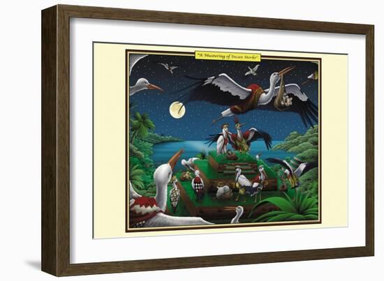 A Mustering of Incan Storks-Richard Kelly-Framed Art Print