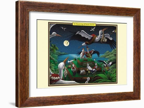 A Mustering of Incan Storks-Richard Kelly-Framed Art Print