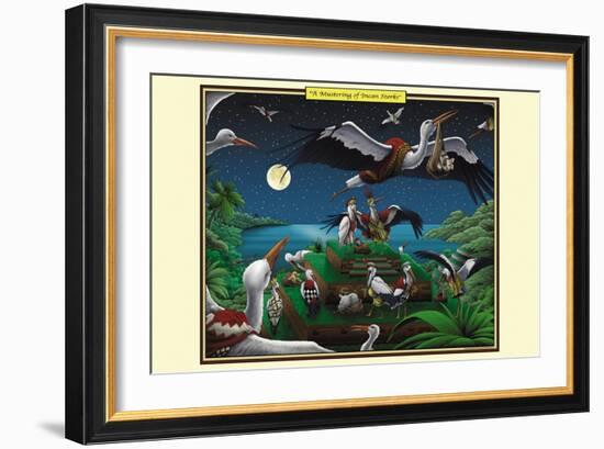 A Mustering of Incan Storks-Richard Kelly-Framed Art Print