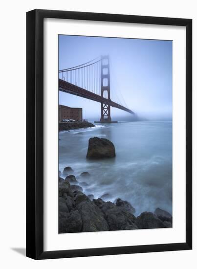 A Mysterious And Foggy Morning At The Golden Gate Bridge In The Early Morning Light-Joe Azure-Framed Photographic Print