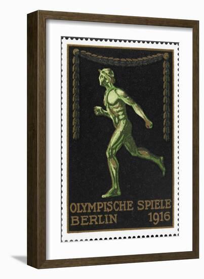 A Naked Athlete Running. Germany 1916 Berlin Olympic Games Poster Stamp, Unused-null-Framed Giclee Print