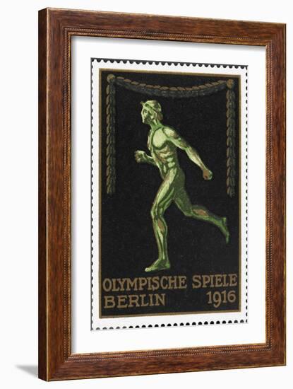 A Naked Athlete Running. Germany 1916 Berlin Olympic Games Poster Stamp, Unused-null-Framed Giclee Print