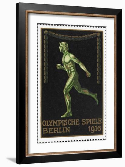 A Naked Athlete Running. Germany 1916 Berlin Olympic Games Poster Stamp, Unused--Framed Giclee Print