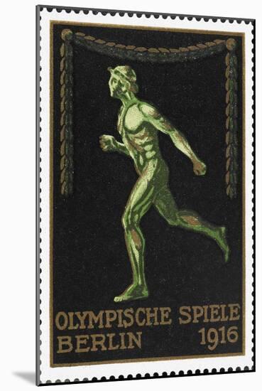 A Naked Athlete Running. Germany 1916 Berlin Olympic Games Poster Stamp, Unused-null-Mounted Giclee Print