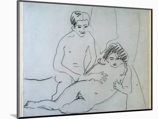 A Naked Couple Lying on A Bed (Drawing, 20Th Century)-Ernst Ludwig Kirchner-Mounted Giclee Print