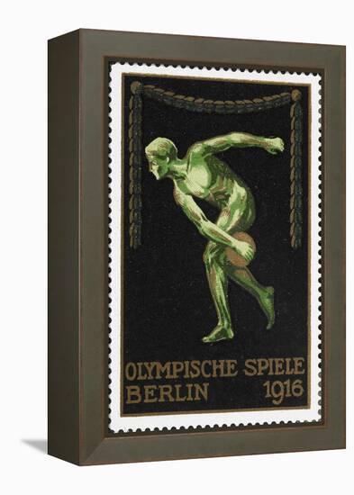 A Naked Discus Thrower. Germany 1916 Berlin Olympic Games Poster Stamp, Unused-null-Framed Premier Image Canvas