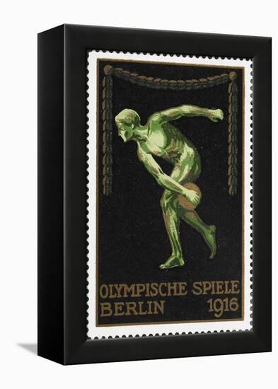 A Naked Discus Thrower. Germany 1916 Berlin Olympic Games Poster Stamp, Unused-null-Framed Premier Image Canvas