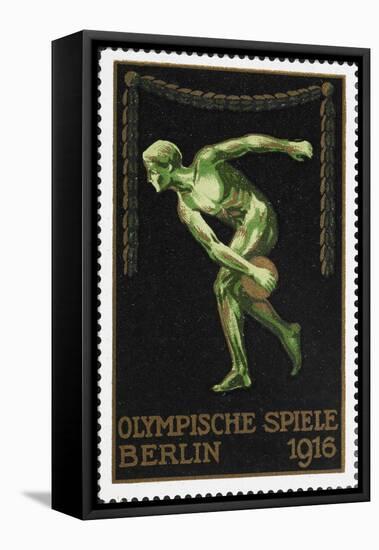 A Naked Discus Thrower. Germany 1916 Berlin Olympic Games Poster Stamp, Unused-null-Framed Premier Image Canvas
