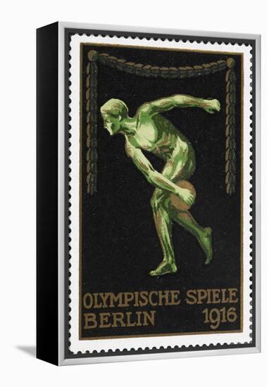 A Naked Discus Thrower. Germany 1916 Berlin Olympic Games Poster Stamp, Unused-null-Framed Premier Image Canvas