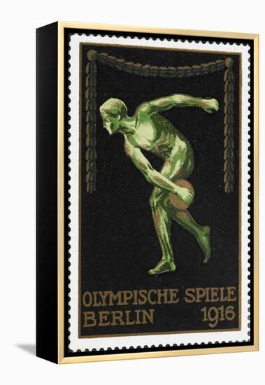 A Naked Discus Thrower. Germany 1916 Berlin Olympic Games Poster Stamp, Unused-null-Framed Premier Image Canvas