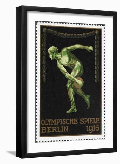 A Naked Discus Thrower. Germany 1916 Berlin Olympic Games Poster Stamp, Unused-null-Framed Giclee Print
