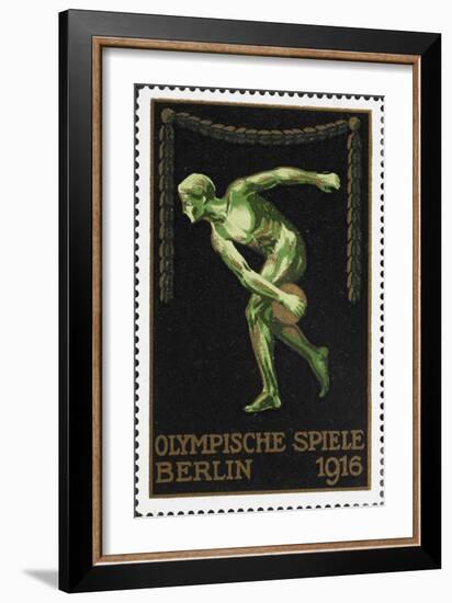 A Naked Discus Thrower. Germany 1916 Berlin Olympic Games Poster Stamp, Unused-null-Framed Giclee Print