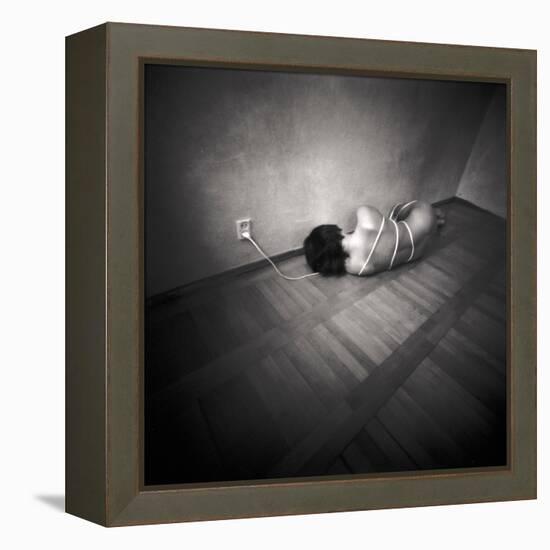 A Naked Woman Tied with Electric Flex Lying on the Floor of a Room-Rafal Bednarz-Framed Premier Image Canvas
