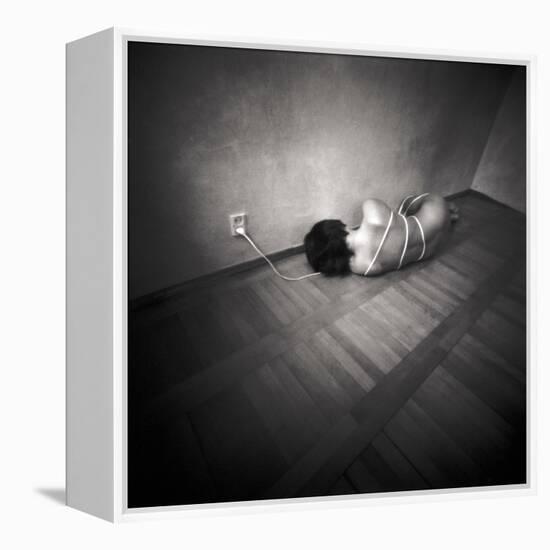 A Naked Woman Tied with Electric Flex Lying on the Floor of a Room-Rafal Bednarz-Framed Premier Image Canvas