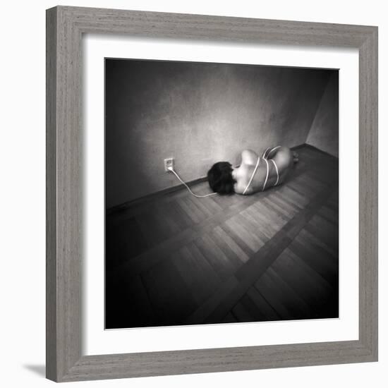 A Naked Woman Tied with Electric Flex Lying on the Floor of a Room-Rafal Bednarz-Framed Photographic Print