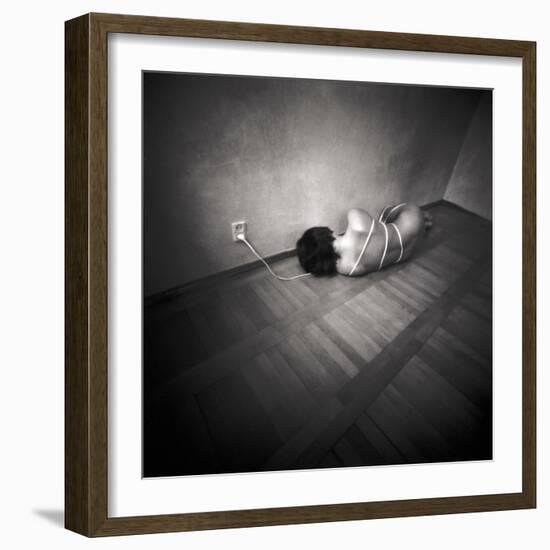 A Naked Woman Tied with Electric Flex Lying on the Floor of a Room-Rafal Bednarz-Framed Photographic Print