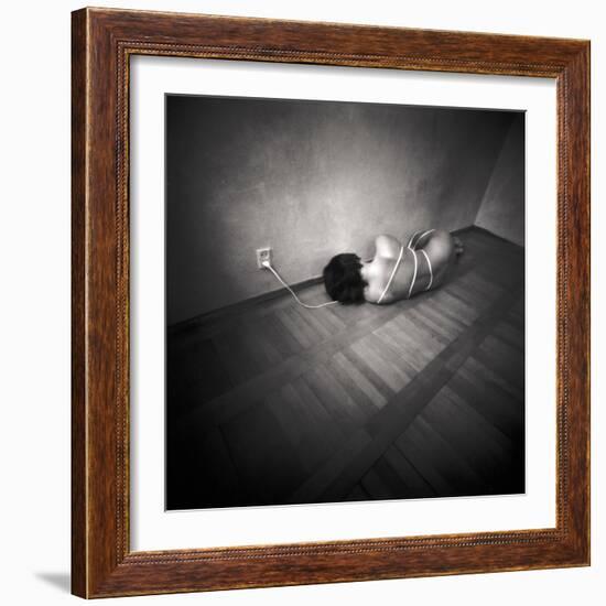 A Naked Woman Tied with Electric Flex Lying on the Floor of a Room-Rafal Bednarz-Framed Photographic Print