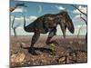 A Nanotyrannus Crushes the Last Flower in a Prehistoric Landscape-Stocktrek Images-Mounted Photographic Print