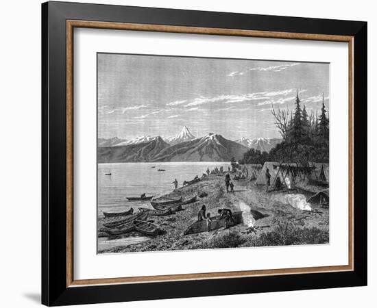 A Native American Camp at the Edge of the Yukon River, USA, 19th Century-Hurel-Framed Giclee Print