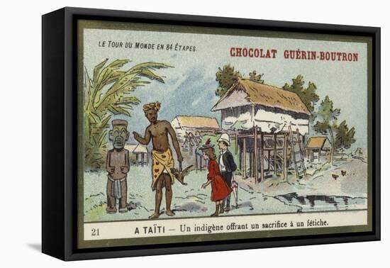 A Native Offering a Sacrifice to an Idol, Tahiti-null-Framed Premier Image Canvas