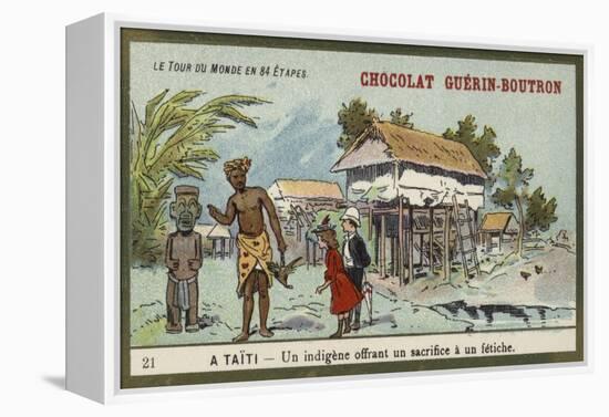 A Native Offering a Sacrifice to an Idol, Tahiti-null-Framed Premier Image Canvas