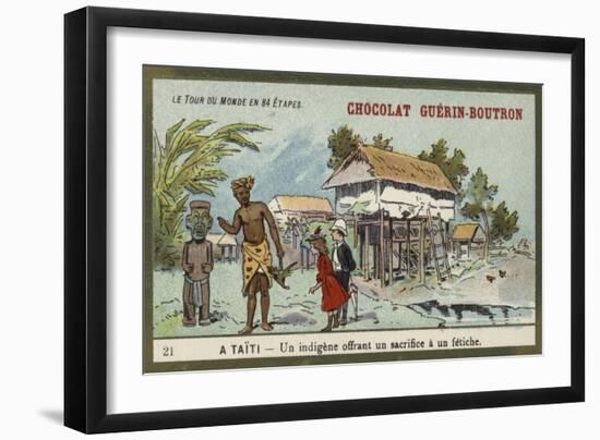 A Native Offering a Sacrifice to an Idol, Tahiti-null-Framed Giclee Print