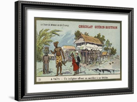 A Native Offering a Sacrifice to an Idol, Tahiti-null-Framed Giclee Print