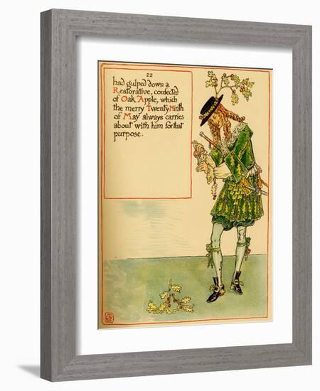 A Nattily Clad Dandy Pours Himself A Drink Of Oak Apple Spirits-Walter Crane-Framed Art Print