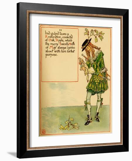 A Nattily Clad Dandy Pours Himself A Drink Of Oak Apple Spirits-Walter Crane-Framed Art Print