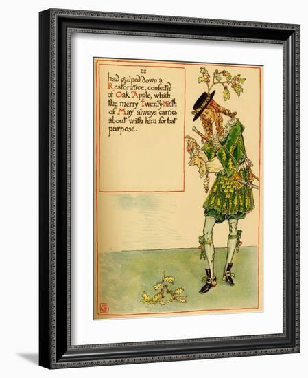 A Nattily Clad Dandy Pours Himself A Drink Of Oak Apple Spirits-Walter Crane-Framed Art Print