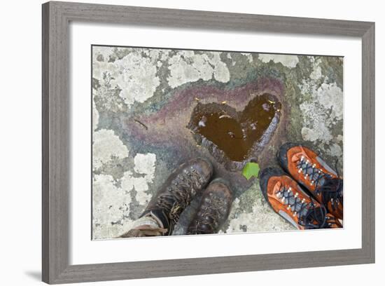 A Natural Pool of Rainwater Forms the Shape of a Heart in Shenandoah National Park, Virginia-Karine Aigner-Framed Photographic Print