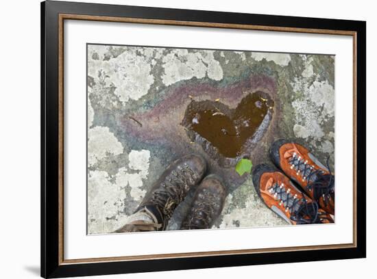 A Natural Pool of Rainwater Forms the Shape of a Heart in Shenandoah National Park, Virginia-Karine Aigner-Framed Photographic Print