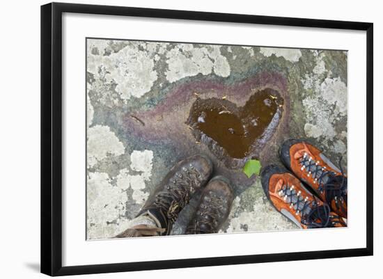 A Natural Pool of Rainwater Forms the Shape of a Heart in Shenandoah National Park, Virginia-Karine Aigner-Framed Photographic Print