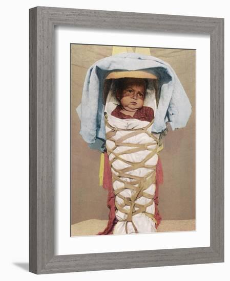 A Navaho Papoose of Arizona Swaddled in its Mother's Back-Pack-null-Framed Photographic Print