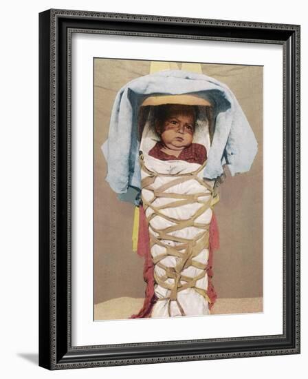 A Navaho Papoose of Arizona Swaddled in its Mother's Back-Pack-null-Framed Photographic Print