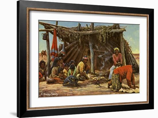 A Navajo Family-Charles Marion Russell-Framed Giclee Print