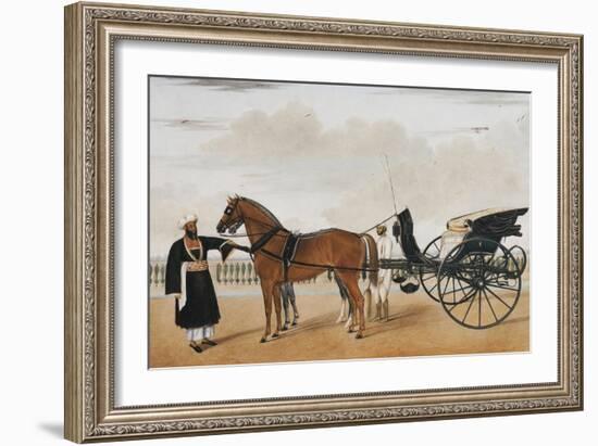 A Nawab Standing by His Horse Drawn Gharry or Carriage Attended by His Groom Bearing a Chauri-Shaikh Muhammad Amir Of Karraya-Framed Giclee Print