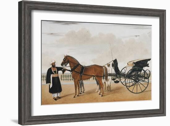 A Nawab Standing by His Horse Drawn Gharry or Carriage Attended by His Groom Bearing a Chauri-Shaikh Muhammad Amir Of Karraya-Framed Giclee Print