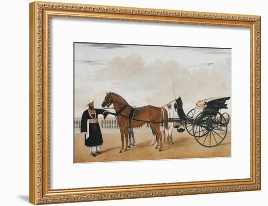 A Nawab Standing by His Horse Drawn Gharry or Carriage Attended by His Groom Bearing a Chauri-Shaikh Muhammad Amir Of Karraya-Framed Giclee Print