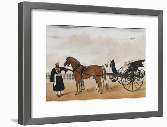 A Nawab Standing by His Horse Drawn Gharry or Carriage Attended by His Groom Bearing a Chauri-Shaikh Muhammad Amir Of Karraya-Framed Giclee Print