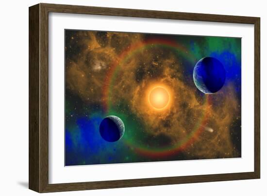 A Nebulous Alien Planetary Star System-null-Framed Art Print