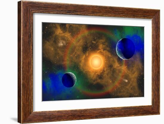 A Nebulous Alien Planetary Star System-null-Framed Art Print