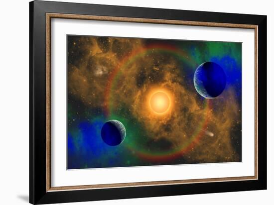 A Nebulous Alien Planetary Star System-null-Framed Art Print