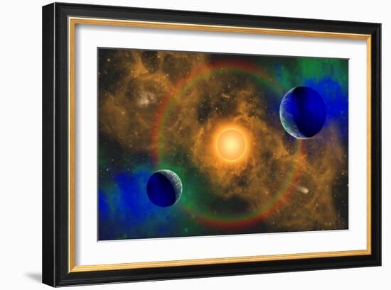 A Nebulous Alien Planetary Star System-null-Framed Art Print