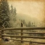 Retro Image Of Winter Landscape In The Carpathians Mountains. Vintage Paper-A_nella-Art Print
