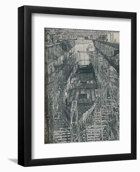 'A Nest of Steel. Cunard White Star liner Georgic in construction, 1927-1929, (1936)-Unknown-Framed Photographic Print