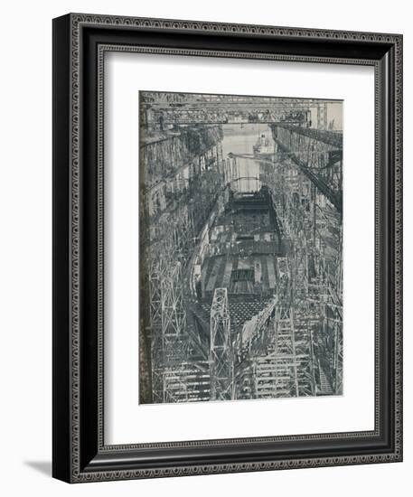 'A Nest of Steel. Cunard White Star liner Georgic in construction, 1927-1929, (1936)-Unknown-Framed Photographic Print