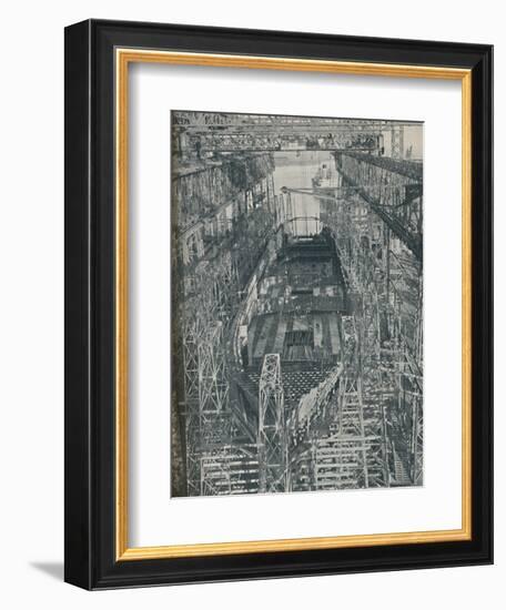 'A Nest of Steel. Cunard White Star liner Georgic in construction, 1927-1929, (1936)-Unknown-Framed Photographic Print